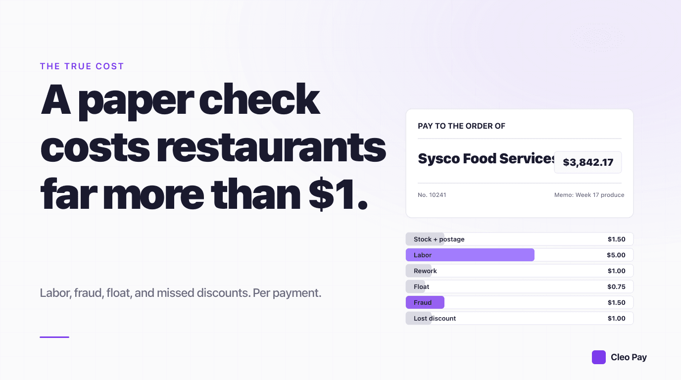 The True Cost of Paying Restaurant Vendors by Check in 2026