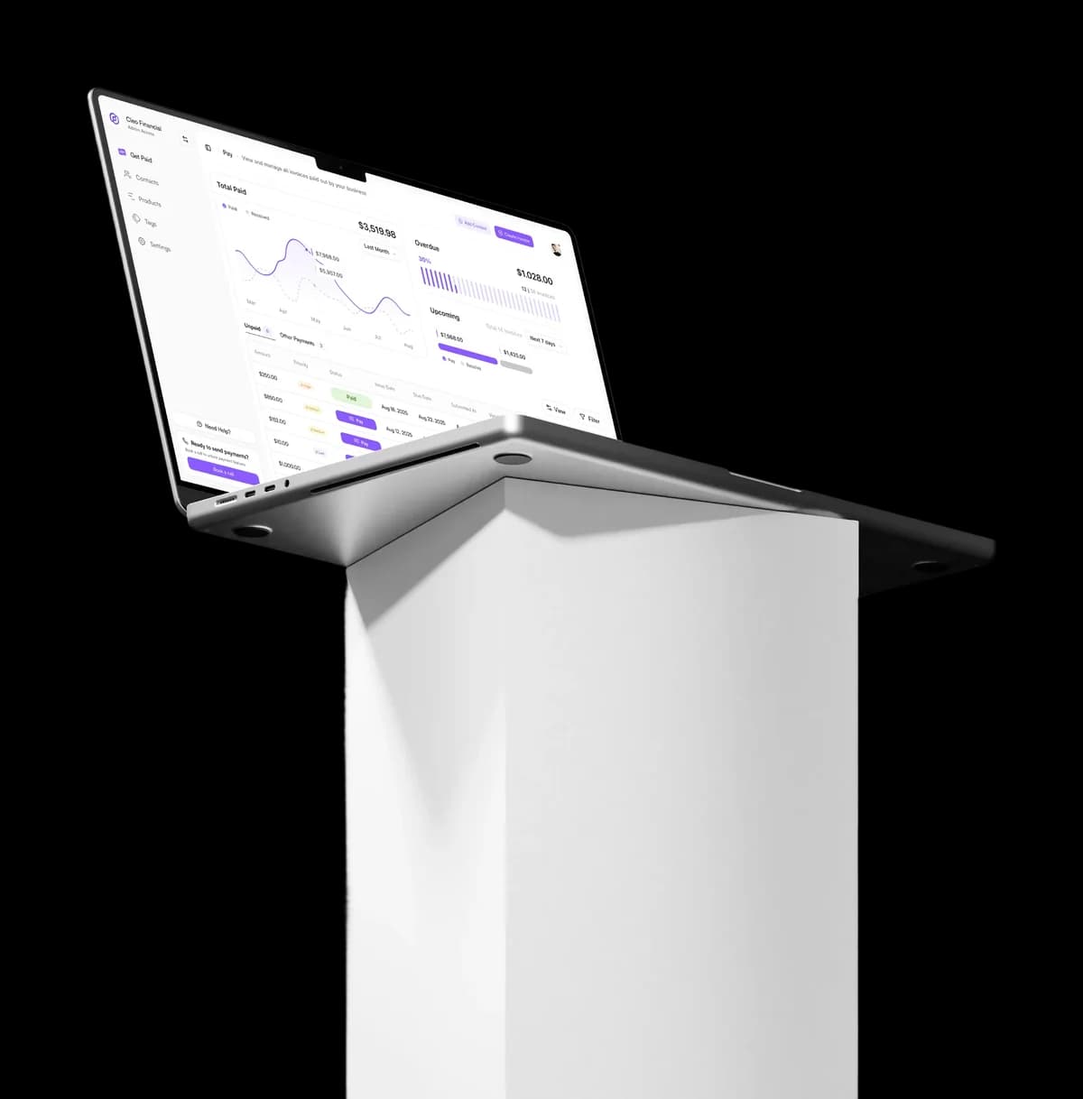 Cleo Pay AP dashboard on laptop